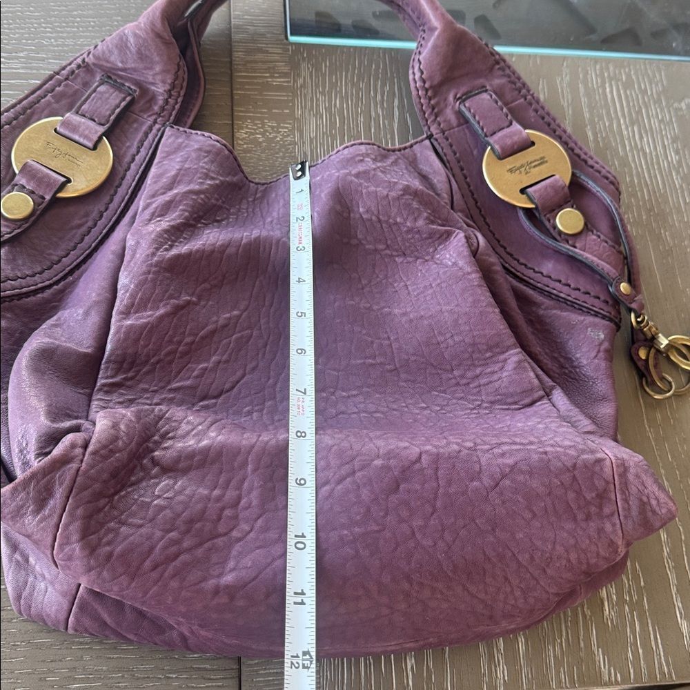 Fossil FIFTY FOUR VINTAGE Hobo Purple Plum Leather Handbag Shoulder Bag Slouchy - Picture 8 of 16